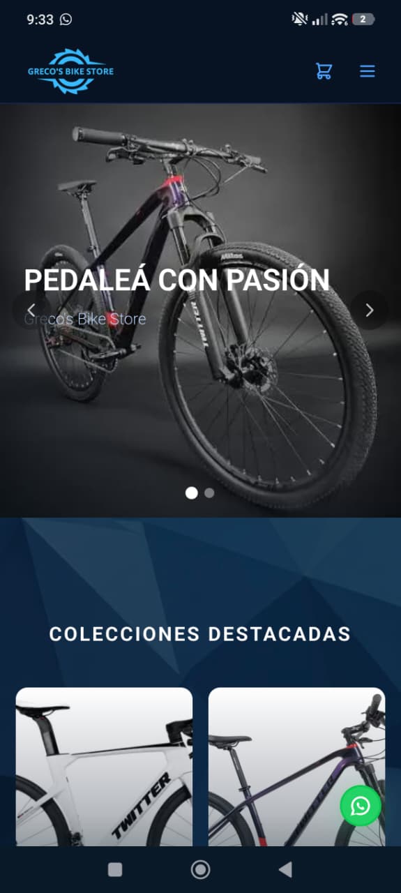 Greco's Bike Store tienda online - vista móvil